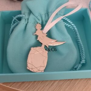 Tiffany & Co. Silver Bird Pendant with White Ribbon